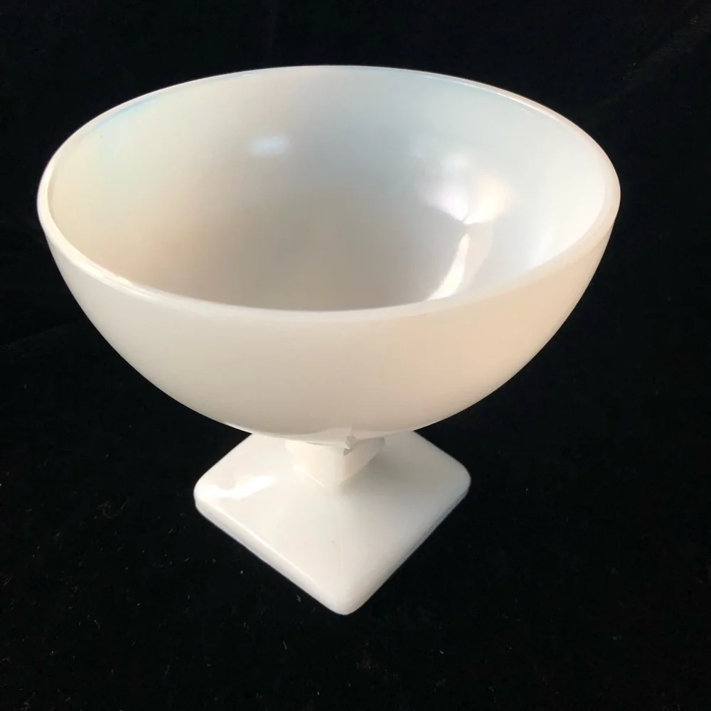 Vintage Art Deco Milk Glass Footed Pedestal Bowl / Vase  5